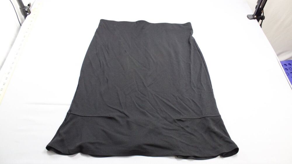 Studio M Skirt Womens L Black Flounce Ruffle Trumpet Hem Pull On Stretch Knee